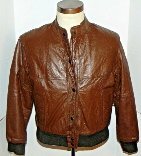 VINTAGE WOMEN'S SEARS CAFE RACER SOFT LEATHER MOTORCYCLE JACKET! BROWN! USA 14