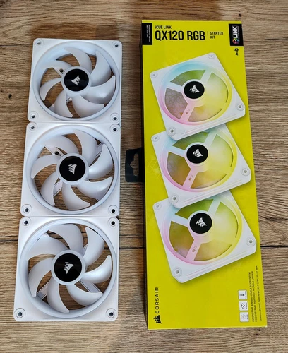 CORSAIR iCUE LINK QX120 RGB 120mm Gehäuselüfter - Weiß (3er Pack) - Starter Kit