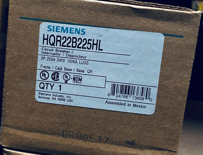 SIEMENS HQR22B225HL BREAKER  2POLE 225A 240V LUGS NEW IN BOX READY TO SHIP