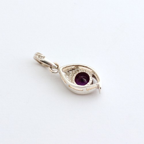 Ciondolo Ametista 925 Argento Pietre Preziose Lilla Rodiato Gioiello Regalo Neu - Foto 2 di 2