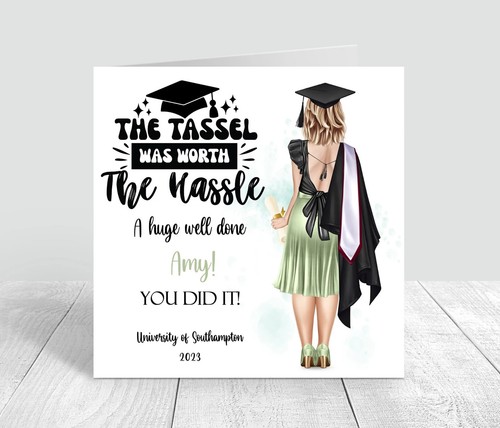 Personalisierte Abschlusskarte Damen, Glückwunsch Absolventin, Quaste Abschlusskarte - Bild 1 von 8