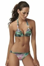 PQ PilyQ Halter bikini set sz D cup top  S bottoms green
