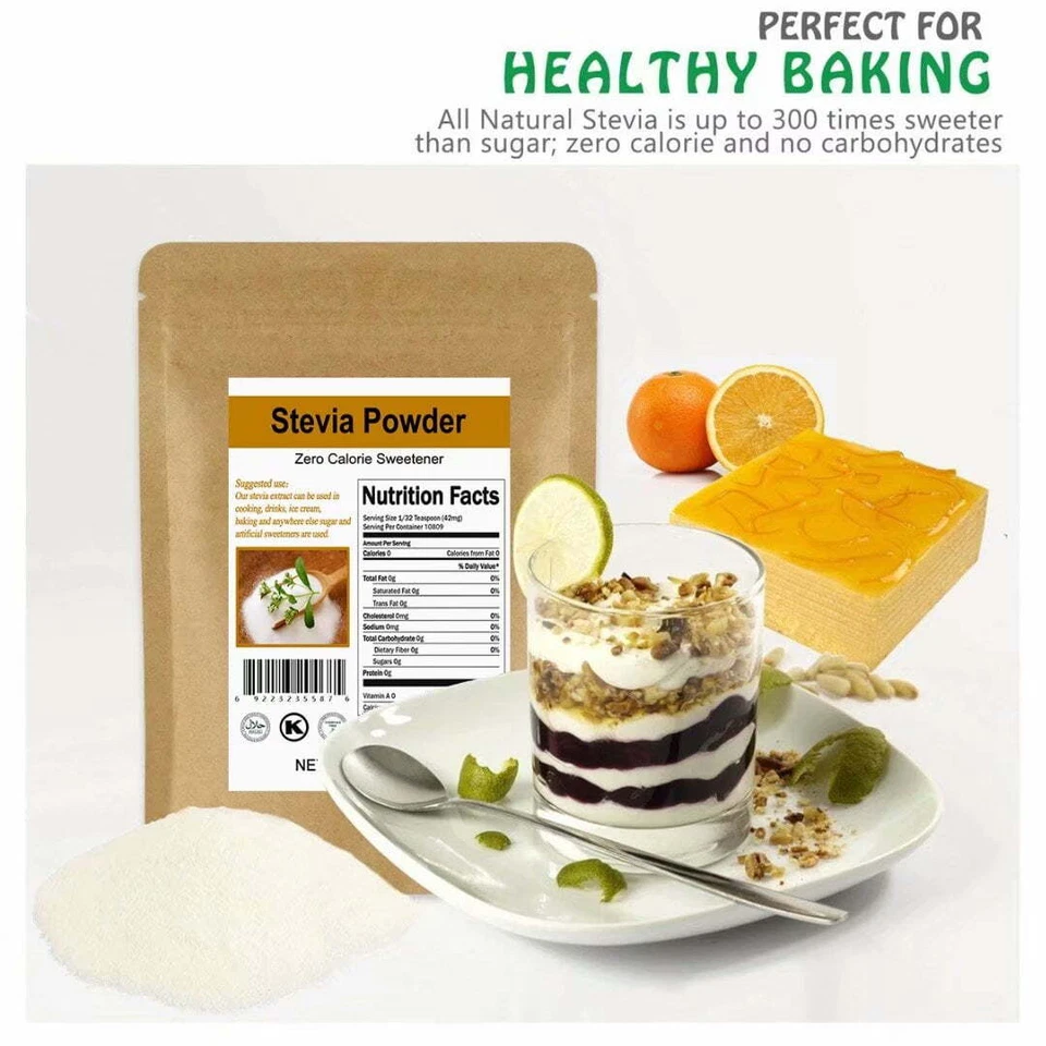 Nature Stevia Powder Extract Natural Sweetener Sugar Substitute Zero Calorie - Image 2 of 4