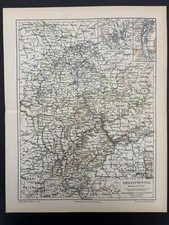 antike historische Landkarte: Rheinprovinz, Koblenz, Köln, Düsseldorf
