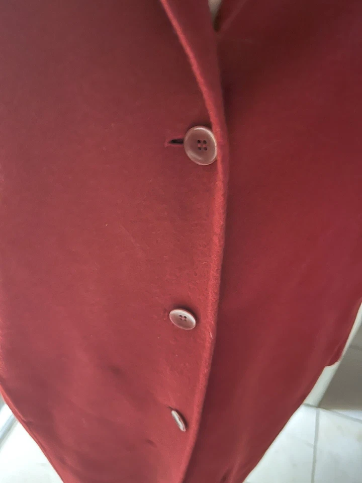 Abrigo largo con botones Valerie Stevens 100 % lana pura rojo talla L Foto 4 de 4