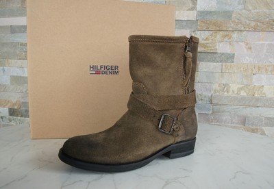 TOMMY HILFIGER EU 36 Stiefel Stiefeletten Schuhe dusty olive NEU ehem. UVP 199  