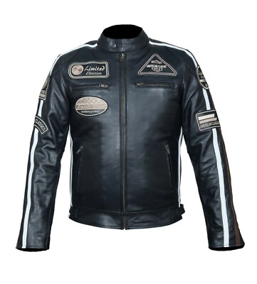 Hawk  Motorrad Lederjacke   Stylische Bikerjacke im Retro Stil | Robuste Sicherh
