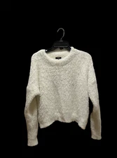 FRNCH Paris Sweater Womens Small White Fuzzy  Oversized Cozycore Soft Warm Comfy