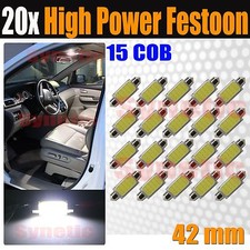20pcs Festoon 6000k Bright Super White 42mm Cob Led Light Bulbs Interior Dome