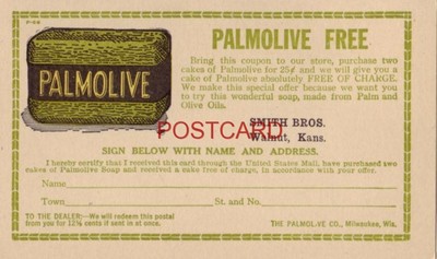 PURCHASE TWO CAKES OF PALMOLIVE FOR 25c, WE WILL GIVE YOU ONE FREE Smith Bros KS