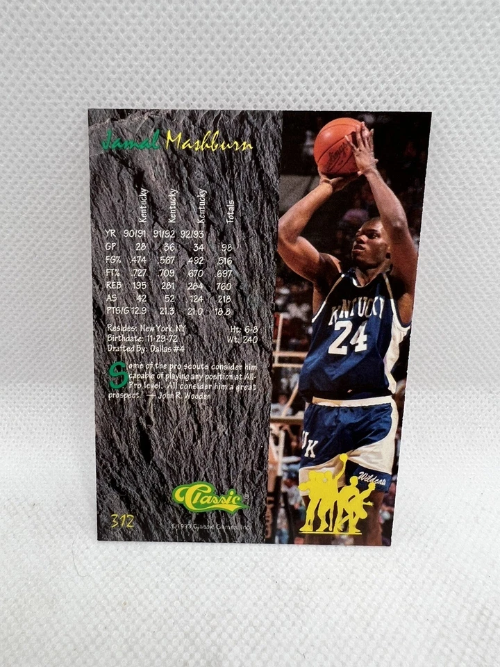 Jamal Mashburn 1995 Classic Four Sport Jamal Mashburn Rookie Card - Image 2 of 4