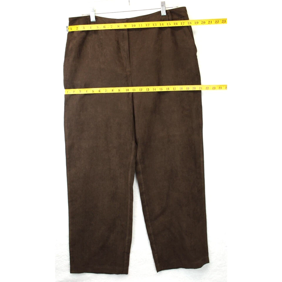 Norton Mcnaughton Wide Leg Pants Women 14 Faux Suede High Waist Brown Trousers - Image 4 of 4