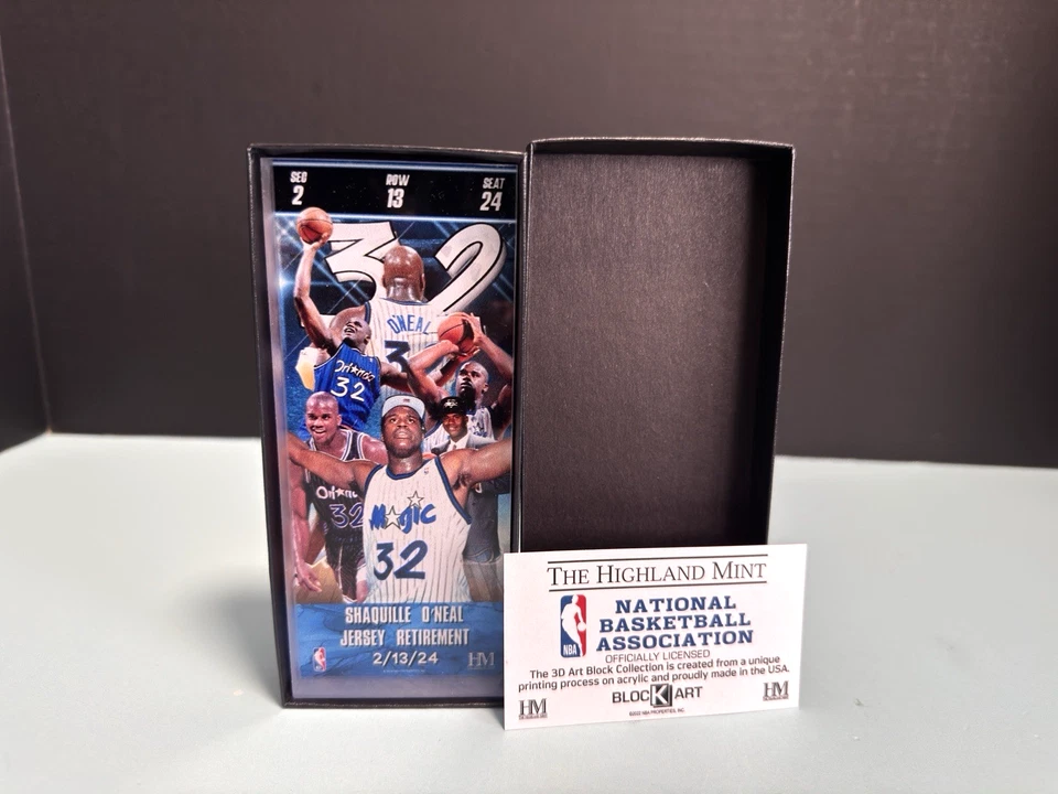 Camiseta Shaquille O'Neal Orlando Magic boleto de vidrio de retiro Highland como nueva Shaq Foto 2 de 4