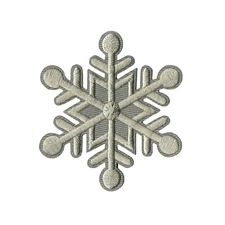 Silver Snowflake Iron-On Patch - Embroidered Winter Applique for Clothes
