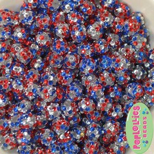12mm American Confetti Style Resin Rhinestone Bubblegum Beads Lot 40 pc.
