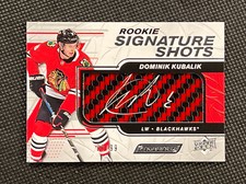 2019-20 Dominik Kubalik Upper Deck Engrained Rookie Signature Shots Red 99/99