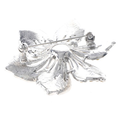Silver Tone Metal Crystal Rhinestone Flower Brooch P1469-SCL | eBay