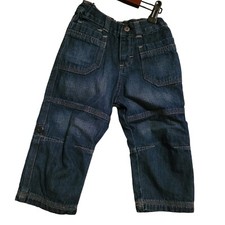 Toddler Wrangler Jeans Co Blue Denim Roll Up Pants Legs Adjustable Waist 18M