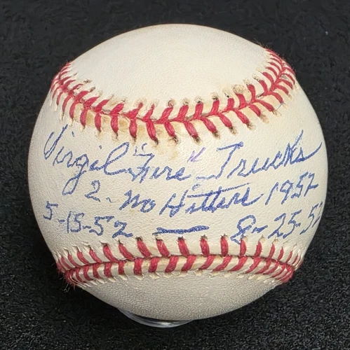 VIRGIL FIRE TRUCKS Signed Official Baseball-A'S-BROWNS-DETROIT TIGERS-JSA