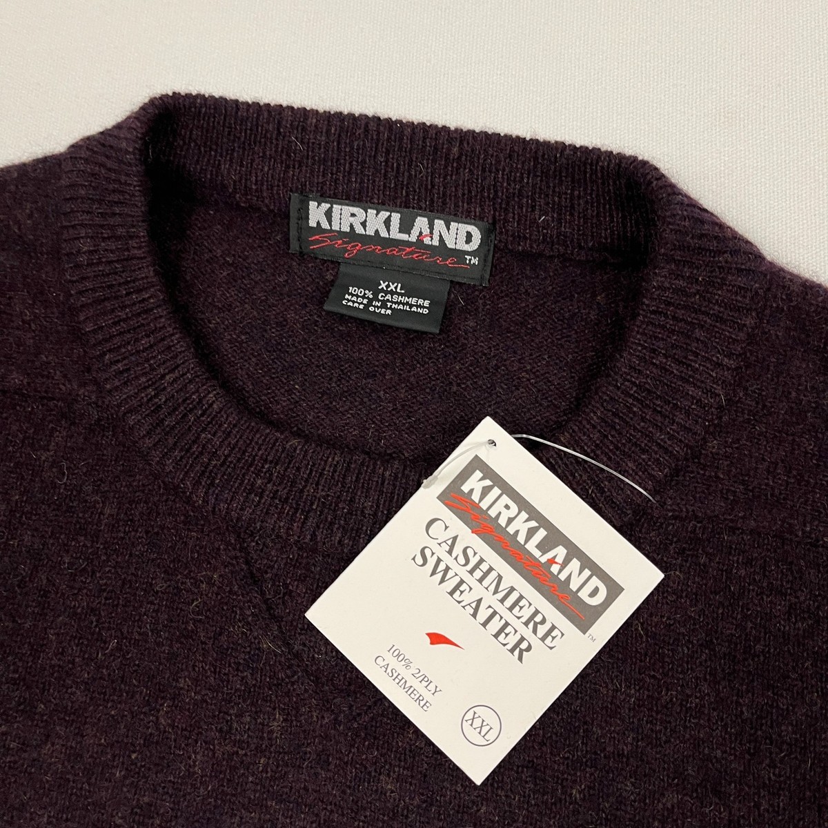 Kirkland Signature Cashmere Sweater Mens 2XL Burgundy Knit 2-Ply
