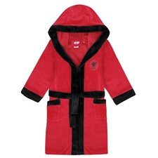 Image of Liverpool FC Boys Dressing Gown Robe Hooded Fleece Kids OFFICIAL Football Gift