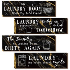Wooden Sign Funny Rustic Farmhouse Vintage Laundry Room Decor 4 Pieces