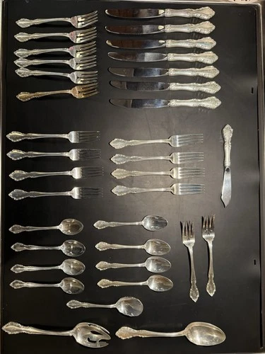 Gorham Sterling Flatware Set 35pc w/ Wood Box Monogram Y Knives Forks Spoons