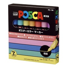 Uni POSCA PC-1M Pastel Marker Set 7 Colors  Extra Fine 0.7mm Paint Marker