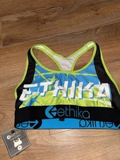 New Ethika The S-Bra Sports Bras Women’s Size M Black Aqua Green Everywhere