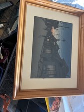 Old Ishiwata Koitsu JJapanese Woodblock Print - Twilight at Imamiya Street