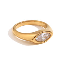 Horse Eye Zircon Seal Ring Colorful Hypoallergenic 316L Stainless Steel Decorati
