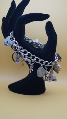 Solid Sterling Silver Charm Bracelet Decorated Hallmarked LC London 63g Gift