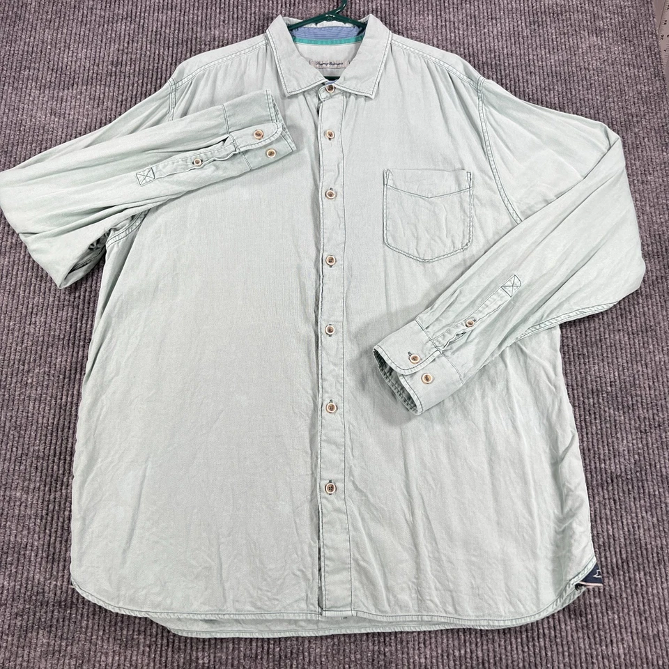 Camisa Tommy Bahama Para Hombres XLT Extra Grande Alta Verde Manga Larga Abotonada Informal Foto 3 de 4