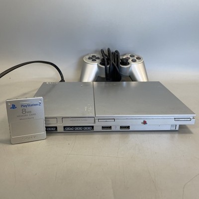PlayStation 2 Slim Satin Silver Konsole Zubehörpaket 1 Controller Geprüft #0