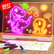 16in LED Doodle Glow Note Board 7 Color Light Drawing Pad Kids Gift