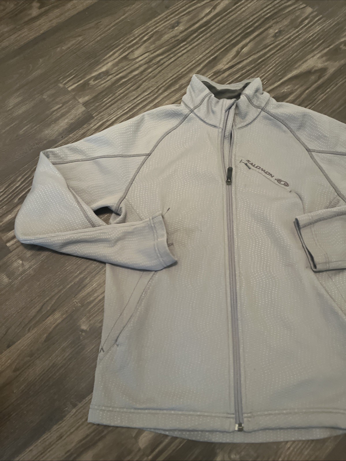 Salomon Softshell Jacket Mens  Light Gray Fleece … - image 2