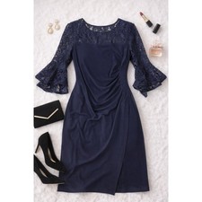 Adrianna Papell Women’s Size 8 Navy Blue Lace Cocktail Dress