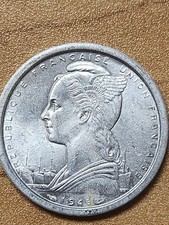 1948 MADAGASCAR, FRENCH COLONY 2 FRANCS BULL WILDLIFE ALUMINIUM