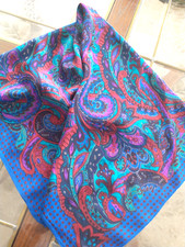 Vintage Liz Claiborne Silk Scarf - Vibrant Jewel Tone Paisley Design 30 x 30"