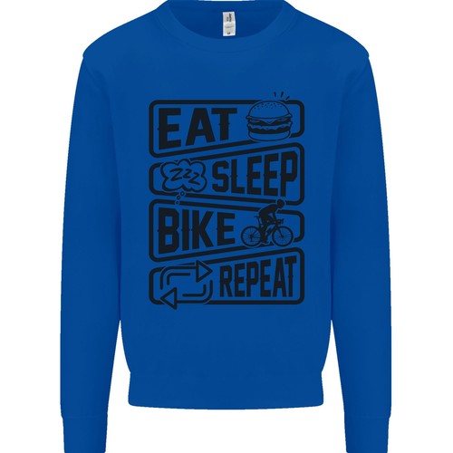Cycling Eat Sleep Bike Repeat Funny Bicycle Kids Sweatshirt Jumper - Picture 4 of 31