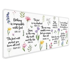 Christian Inspirational Floral Large Mouse Pad 31.5x15.7inch, Religious Bible...
