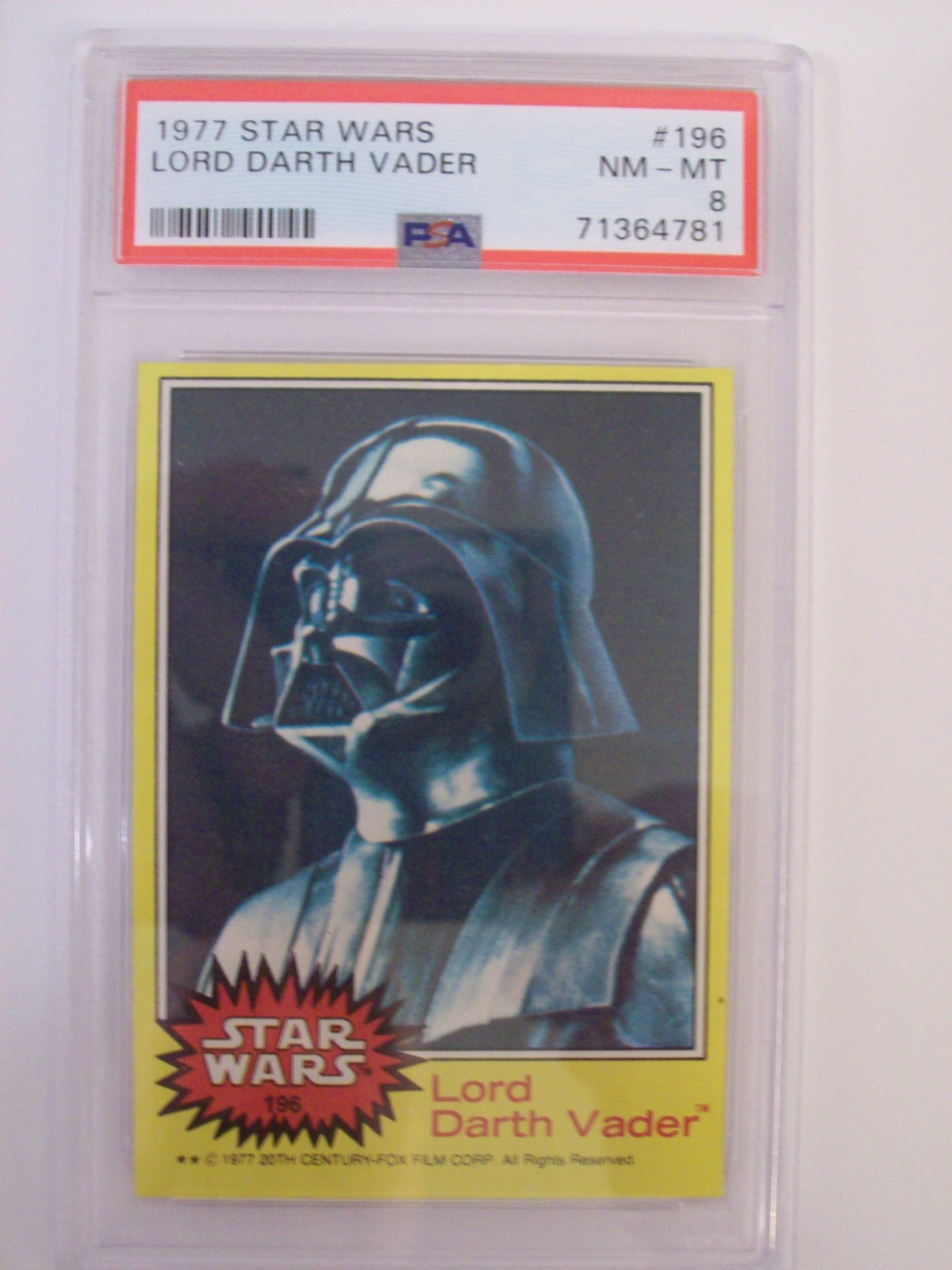 1977 Topps Star Wars Lord Darth Vader # 196 PSA 8 NM-MT Classic view 2