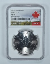 2015 Canada 5 Dollars Silver Maple Leaf Ms70 Ngc Canada Label