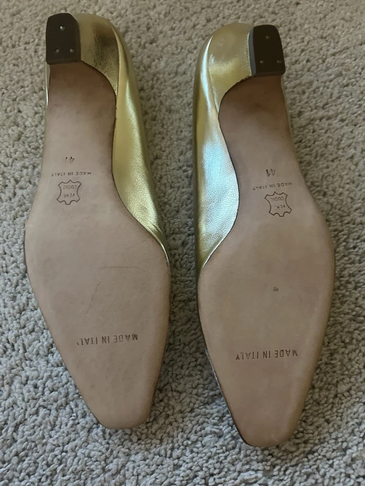 Женские золотистые туфли Rene Mancini размер 41 сделаны в Италии мягкие новые - Изображение 2 из 3