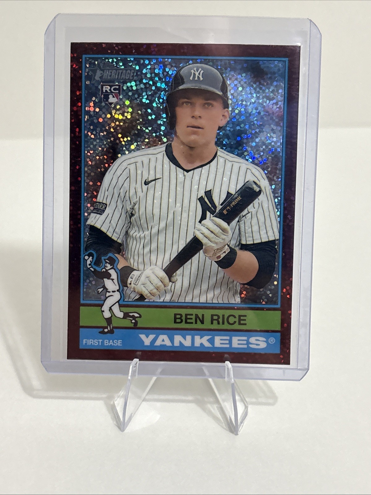 2025 Topps Heritage Ben Rice Chrome RC Burgundy Sparkle Refractor #406 Yankees