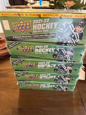 FIVE - 2021-22 UD Series 2 Hockey Factory Set Boxes- 15 YOUNG GUNS, 15 Dazzlers