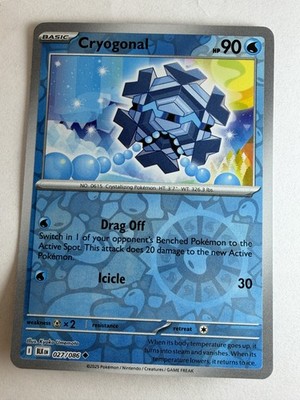 Cryogonal Reverse Holo Uncommon SV: Black Bolt 027/086 NM