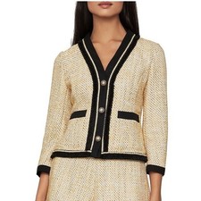 BCBGMAXAZRIA Tweed Button Up Blazer in Yellow Multicolor SZ SMALL