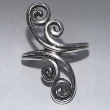 Long Swirl Design Sterling Silver Ring Size 7 4.45g 