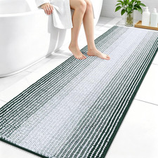 Bathroom Runner Rugs 70X24, Soft Chenille Bath Rugs, Blackish Green